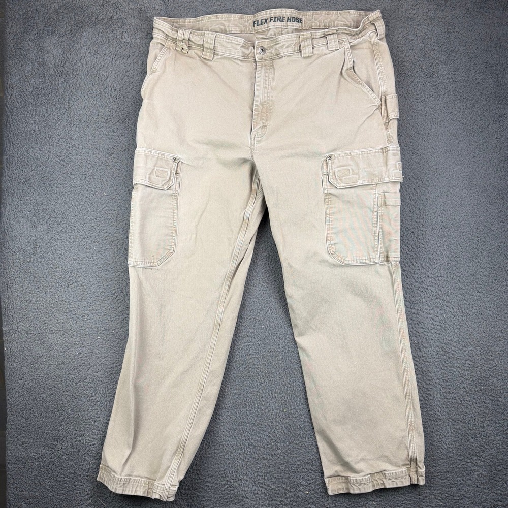 Duluth Trading Co Flex Fire Hose Cargo Pants Mens 44x32 Khaki Tan Work Utility